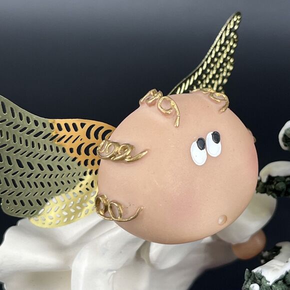 Vintage Kirk's Kritters Angel Cheeks Christmas Angel Figurine w/ Base Tree - Picture 3 of 16